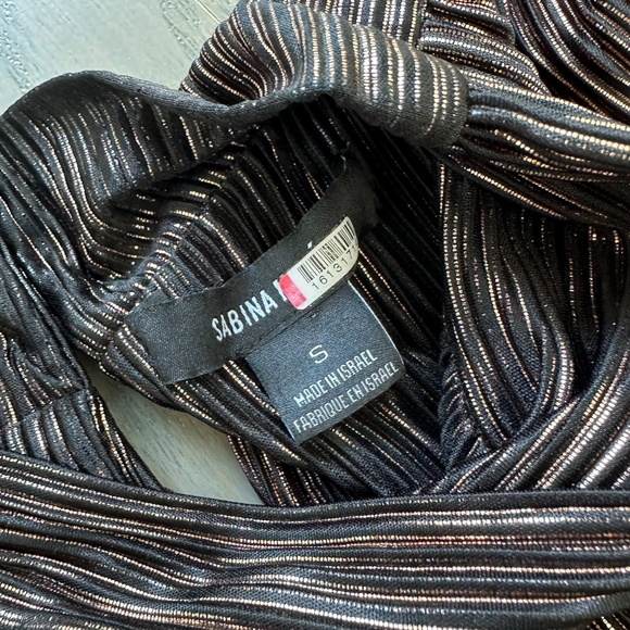 Sabina Musayev Jones Disco Pleated Jumpsuit Gold Black Metallic Lame - SMALL - Picture 6 of 10